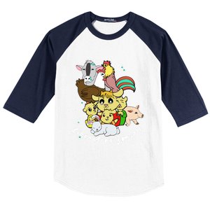 Liberation Ll Cute Farm Animals Vegan Vegetarian Love Gift Baseball Sleeve Shirt