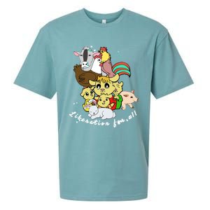 Liberation Ll Cute Farm Animals Vegan Vegetarian Love Gift Sueded Cloud Jersey T-Shirt