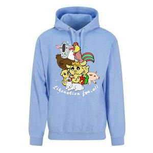 Liberation Ll Cute Farm Animals Vegan Vegetarian Love Gift Unisex Surf Hoodie