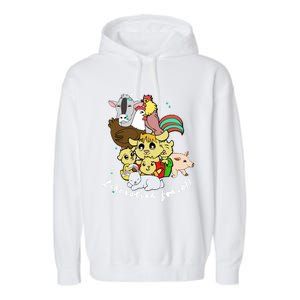 Liberation Ll Cute Farm Animals Vegan Vegetarian Love Gift Garment-Dyed Fleece Hoodie