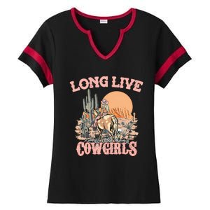 Long Live Cowgirls Retro Western Ladies Halftime Notch Neck Tee