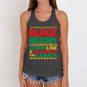 Learn Live Celebrate Legacy Proud Black History Month Gift Women's Knotted Racerback Tank