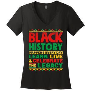 Learn Live Celebrate Legacy Proud Black History Month Gift Women's V-Neck T-Shirt