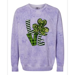 Love Lucky Clover Saint Patricks Day Irish St Patty Shamrock Colorblast Crewneck Sweatshirt