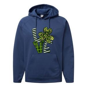 Love Lucky Clover Saint Patricks Day Irish St Patty Shamrock Performance Fleece Hoodie