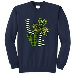 Love Lucky Clover Saint Patricks Day Irish St Patty Shamrock Tall Sweatshirt