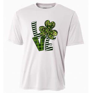 Love Lucky Clover Saint Patricks Day Irish St Patty Shamrock Cooling Performance Crew T-Shirt