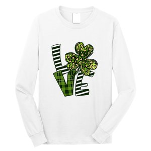 Love Lucky Clover Saint Patricks Day Irish St Patty Shamrock Long Sleeve Shirt