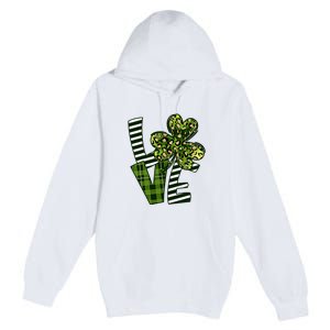 Love Lucky Clover Saint Patricks Day Irish St Patty Shamrock Premium Pullover Hoodie