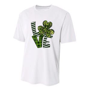 Love Lucky Clover Saint Patricks Day Irish St Patty Shamrock Performance Sprint T-Shirt