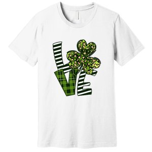 Love Lucky Clover Saint Patricks Day Irish St Patty Shamrock Premium T-Shirt