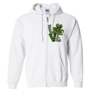 Love Lucky Clover Saint Patricks Day Irish St Patty Shamrock Full Zip Hoodie