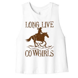 Long Live Country Cowgirls Howdy Rodeo Western Women's Racerback Cropped Tank