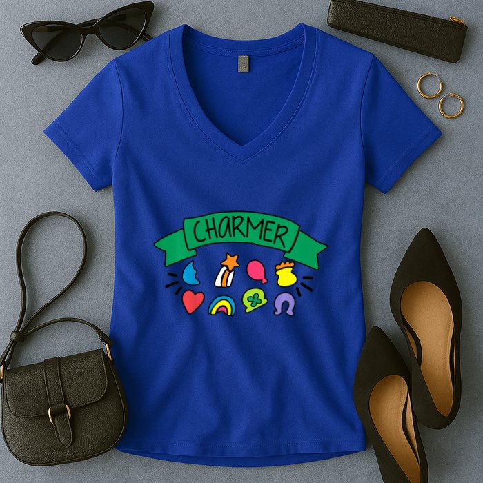 Lucky Luck Charm Charmer St PatrickS Day Gift Women's V-Neck T-Shirt