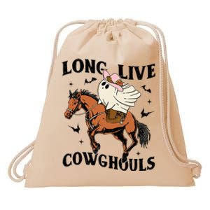 Long Live Cowghouls Halloween Cowboy Ghost Riding Horse Drawstring Bag