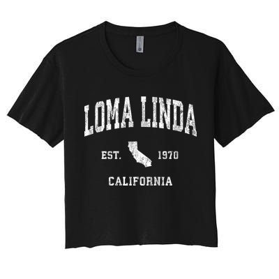 Loma Linda California Ca Vintage Athletic Sports Women's Crop Top Tee