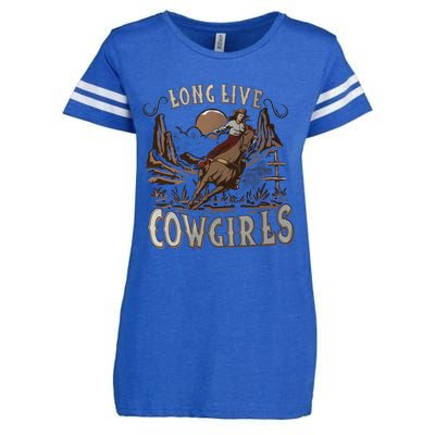 Long Live Cowgirls Western Desert Cactus Cowgirl Country Girl Enza Ladies Jersey Football T-Shirt