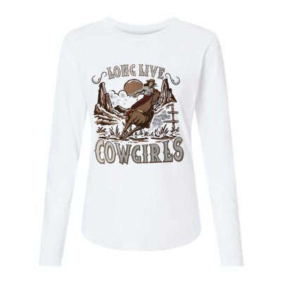 Long Live Cowgirls Western Desert Cactus Cowgirl Country Girl Womens Cotton Relaxed Long Sleeve T-Shirt