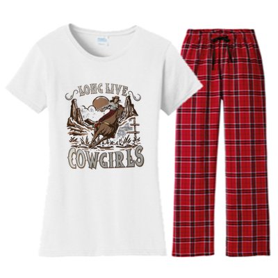 Long Live Cowgirls Western Desert Cactus Cowgirl Country Girl Women's Flannel Pajama Set