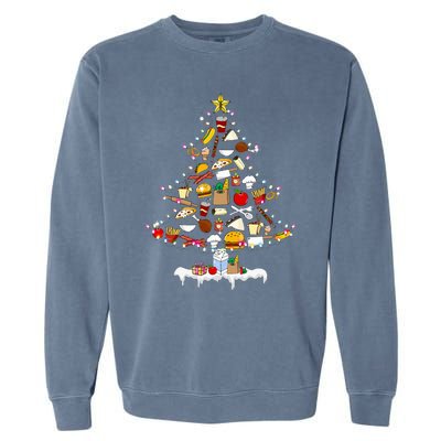 Lunch Lady Christmas Tree Merry Christmas Cafeteria Crew Garment-Dyed Sweatshirt