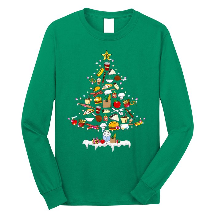 Lunch Lady Christmas Tree Merry Christmas Cafeteria Crew Long Sleeve Shirt