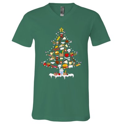 Lunch Lady Christmas Tree Merry Christmas Cafeteria Crew V-Neck T-Shirt