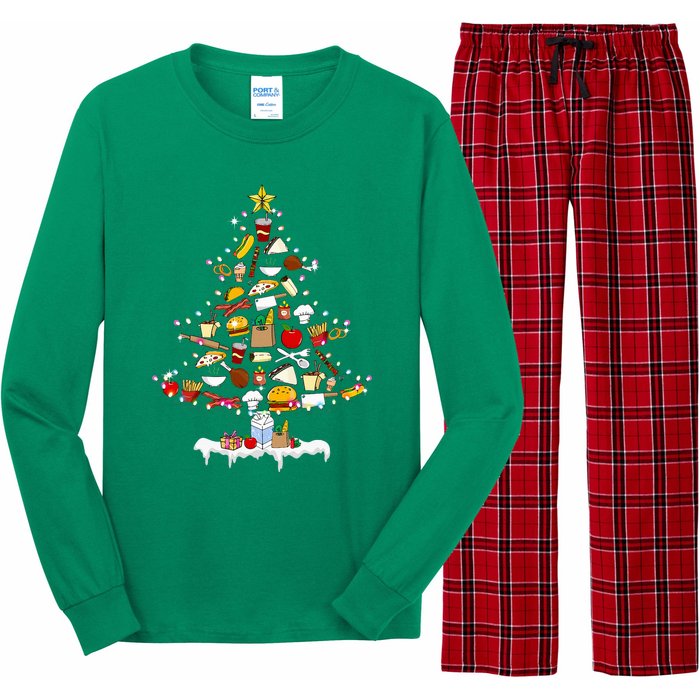 Lunch Lady Christmas Tree Merry Christmas Cafeteria Crew Long Sleeve Pajama Set