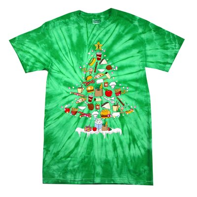 Lunch Lady Christmas Tree Merry Christmas Cafeteria Crew Tie-Dye T-Shirt