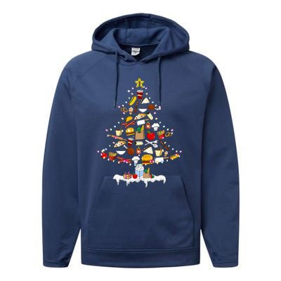 Lunch Lady Christmas Tree Merry Christmas Cafeteria Crew Performance Fleece Hoodie