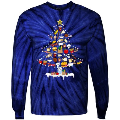 Lunch Lady Christmas Tree Merry Christmas Cafeteria Crew Tie-Dye Long Sleeve Shirt