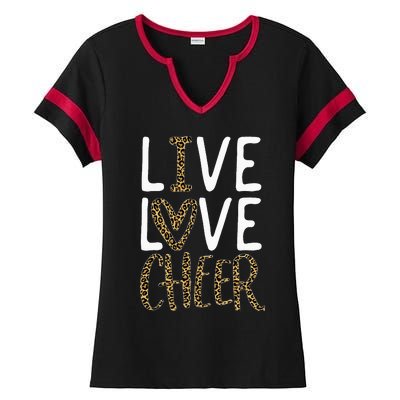 Live Love Cheer Girl Cheerleading Cheerleader Ladies Halftime Notch Neck Tee