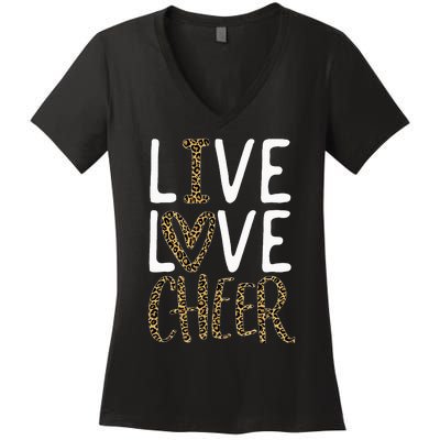 Live Love Cheer Girl Cheerleading Cheerleader Women's V-Neck T-Shirt