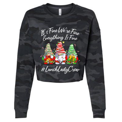 Lunch Lady Crew Everything Is Fine Christmas Gnomie Cropped Pullover Crew