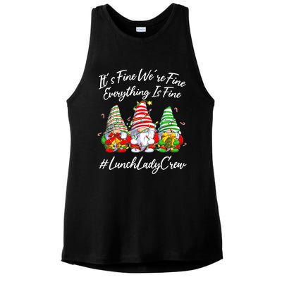 Lunch Lady Crew Everything Is Fine Christmas Gnomie Ladies PosiCharge Tri-Blend Wicking Tank