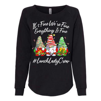 Lunch Lady Crew Everything Is Fine Christmas Gnomie Womens California Wash Sweatshirt