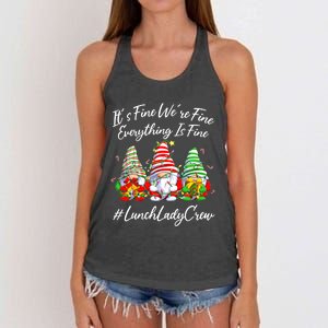 Lunch Lady Crew Everything Is Fine Christmas Gnomie Women's Knotted Racerback Tank