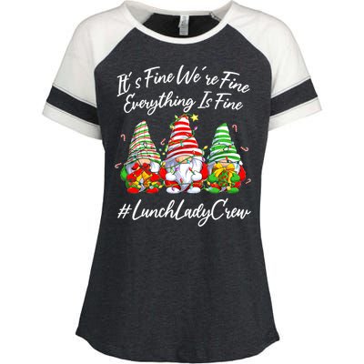 Lunch Lady Crew Everything Is Fine Christmas Gnomie Enza Ladies Jersey Colorblock Tee