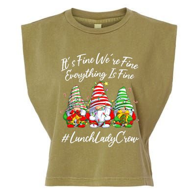 Lunch Lady Crew Everything Is Fine Christmas Gnomie Garment-Dyed Women's Muscle Tee