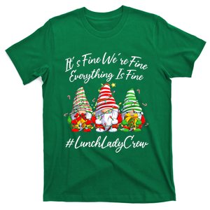 Lunch Lady Crew Everything Is Fine Christmas Gnomie T-Shirt