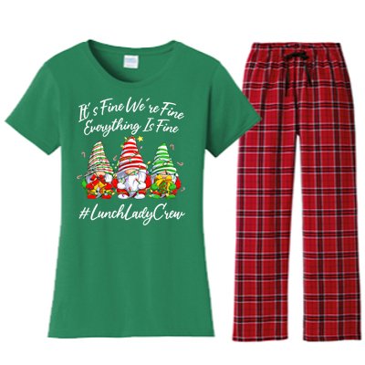 Lunch Lady Crew Everything Is Fine Christmas Gnomie Women's Flannel Pajama Set