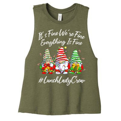 Lunch Lady Crew Everything Is Fine Christmas Gnomie Women's Racerback Cropped Tank