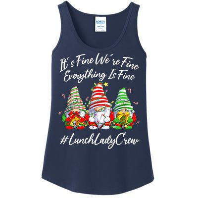 Lunch Lady Crew Everything Is Fine Christmas Gnomie Ladies Essential Tank