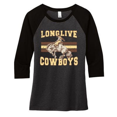 Long Live Cowboys Western Women's Tri-Blend 3/4-Sleeve Raglan Shirt