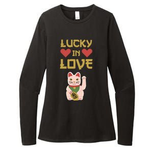 Lucky Love Cat Valentine Eki Neko Fortune Gift Womens CVC Long Sleeve Shirt