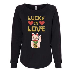 Lucky Love Cat Valentine Eki Neko Fortune Gift Womens California Wash Sweatshirt