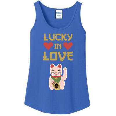 Lucky Love Cat Valentine Eki Neko Fortune Gift Ladies Essential Tank