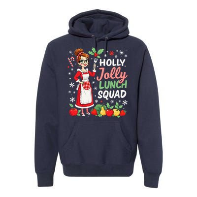 Lunch Lady Christmas Woman Funny Jolly Lunch Squad Funny Premium Hoodie