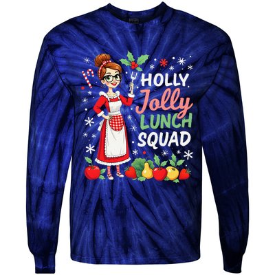 Lunch Lady Christmas Woman Funny Jolly Lunch Squad Funny Tie-Dye Long Sleeve Shirt