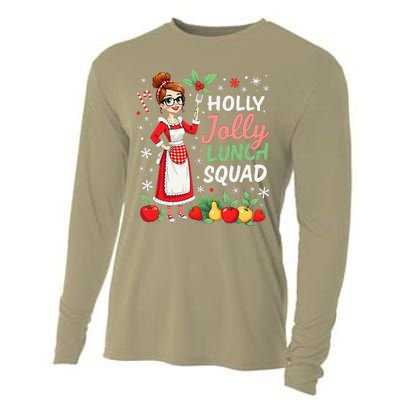 Lunch Lady Christmas Woman Funny Jolly Lunch Squad Funny Cooling Performance Long Sleeve Crew