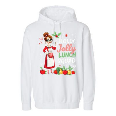 Lunch Lady Christmas Woman Funny Jolly Lunch Squad Funny Garment-Dyed Fleece Hoodie